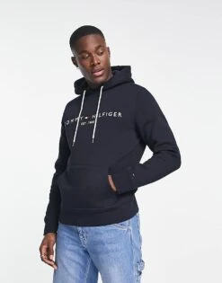 Tommy Hilfiger Embroidered Flag Logo Hoodie In Navy For Men Sky Captain -Tommy Hilfiger Store 12591350 1 skycaptain 1