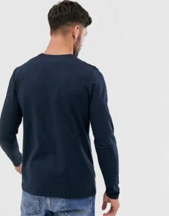 Tommy Hilfiger Slim Fit Classic Logo Long Sleeve T-shirt In Navy For Men Sky Captain -Tommy Hilfiger Store 13104102 2