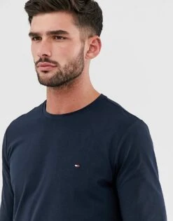 Tommy Hilfiger Slim Fit Classic Logo Long Sleeve T-shirt In Navy For Men Sky Captain -Tommy Hilfiger Store 13104102 3