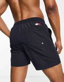 Tommy Hilfiger Flag Leg Logo Mid Length Swim Shorts In Navy For Men Desert Sky -Tommy Hilfiger Store 201133454 4