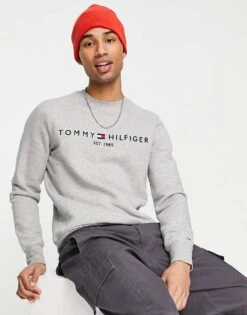 Tommy Hilfiger Chest Logo Sweatshirt In Grey For Men Grey Marl -Tommy Hilfiger Store 201457374 1 greymarl 1
