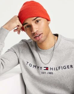Tommy Hilfiger Chest Logo Sweatshirt In Grey For Men Grey Marl -Tommy Hilfiger Store 201457374 3
