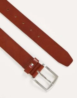 Tommy Hilfiger New Denton 3.5cm Leather Belt In Dark Tan For Men -Tommy Hilfiger Store 201590890 3