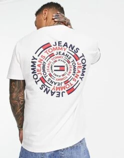 Tommy Jeans Round Back Print T-shirt Classic Fit In Cream - CREAM For Men -Tommy Hilfiger Store 201891658 3