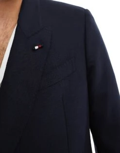 Tommy Hilfiger X Shawn Mendes Flag Logo Double Breasted Blazer In Navy For Men Desert Sky -Tommy Hilfiger Store 204331853 4