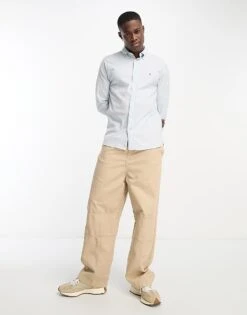 Tommy Hilfiger Oxford Shirt With Stretch In Slim Fit In Blue For Men Calm Blue