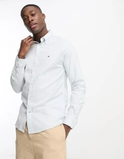 Tommy Hilfiger Oxford Shirt With Stretch In Slim Fit In Blue For Men Calm Blue -Tommy Hilfiger Store 204495652 3