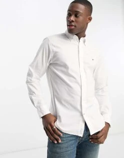 Tommy Hilfiger Oxford Shirt With Stretch In Regular Fit In White For Men -Tommy Hilfiger Store 204495660 1 white 1