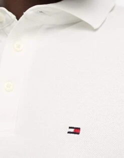 Tommy Hilfiger 1985 Icon Logo Slim Fit Pique Polo Shirt In White For Men -Tommy Hilfiger Store 204503444 3