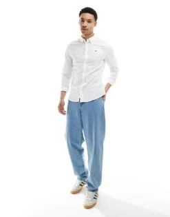 Tommy Jeans Slim Fit Oxford Shirt In White For Men -Tommy Hilfiger Store 204844155 3
