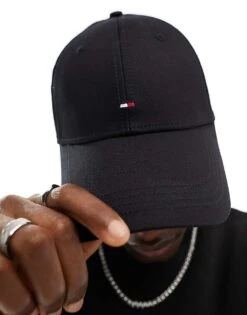 Tommy Hilfiger Classic Flag Baseball Cap In Black For Men