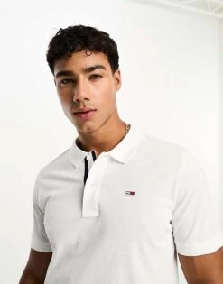 Tommy Jeans Slim Placket Short Sleeve Polo Shirt In White For Men -Tommy Hilfiger Store 204846382 3