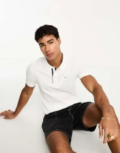 Tommy Jeans Slim Placket Short Sleeve Polo Shirt In White For Men -Tommy Hilfiger Store 204846382 4