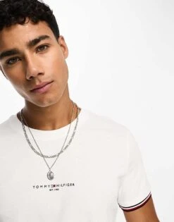 Tommy Hilfiger Tommy Logo Tipped T-shirt In White For Men -Tommy Hilfiger Store 205099240 1 white 1