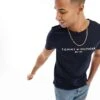 Tommy Hilfiger Embroidered Flag Logo T-shirt In Navy For Men Sky Captain -Tommy Hilfiger Store 205177182 1 skycaptain