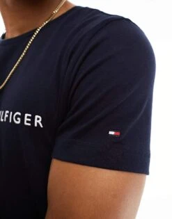 Tommy Hilfiger Embroidered Flag Logo T-shirt In Navy For Men Sky Captain -Tommy Hilfiger Store 205177182 3