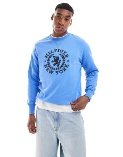 Tommy Hilfiger Big Icon Crest Sweatshirt In Blue For Men Blue Spell