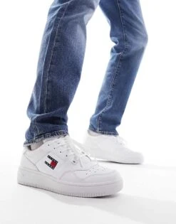 Tommy Jeans Retro Basket Trainers In White For Men