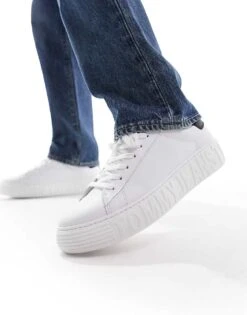 Tommy Jeans Leather Outsole Trainers In White For Men 12 Tommy Jeans Leather Outsole Trainers In White For Men -Tommy Hilfiger Store 205440856 5