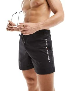 Tommy Hilfiger Original Medium Drawstring Swim Short In Black For Men -Tommy Hilfiger Store 205808311 1 black 1