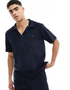 Tommy Hilfiger Polo Shirt In Navy With Flag Motif For Men -Tommy Hilfiger Store 205808341 1 navy 1