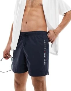 Tommy Hilfiger Original Medium Drawstring Swim Short In Navy For Men -Tommy Hilfiger Store 205808382 1 navy 1