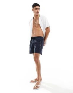 Tommy Hilfiger Original Medium Drawstring Swim Short In Navy For Men -Tommy Hilfiger Store 205808382 4