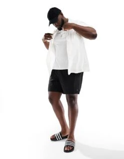 Tommy Hilfiger Essential Big & Tall Medium Drawstring Swim Short In Black For Men