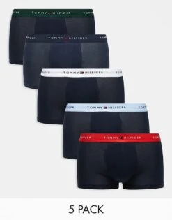 Tommy Hilfiger Signature Cotton Essentials 5 Pack Trunks In Multi For Men