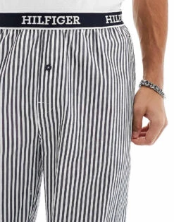 Tommy Hilfiger Monotype Lounge Trousers In Blue Stripe For Men -Tommy Hilfiger Store 205819885 3