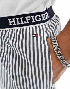 Tommy Hilfiger Monotype Lounge Trousers In Blue Stripe For Men -Tommy Hilfiger Store 205819885 5