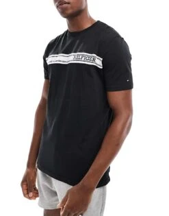 Tommy Hilfiger Monotype Stripe Lounge T Shirt In Black For Men