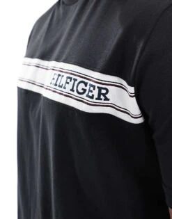 Tommy Hilfiger Monotype Stripe Lounge T Shirt In Black For Men -Tommy Hilfiger Store 205819940 3