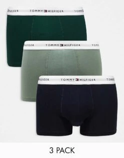 Tommy Hilfiger Signature Cotton Essentials 3 Pack Trunks In Multi For Men