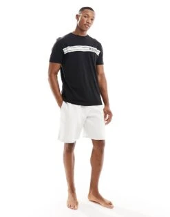 Tommy Hilfiger Monotype Stripe Lounge T Shirt In Navy For Men -Tommy Hilfiger Store 205820063 3