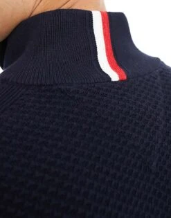 Tommy Hilfiger Oval Structure Zip Mock Jumper In Navy For Men -Tommy Hilfiger Store 205836761 3