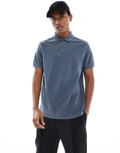 Tommy Hilfiger Garment Dye Regular Polo In Faded Indigo For Men