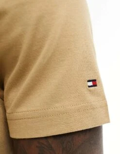 Tommy Hilfiger Logo T-shirt In Beige For Men -Tommy Hilfiger Store 205837226 3