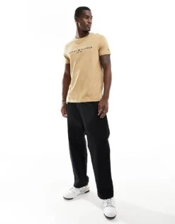 Tommy Hilfiger Logo T-shirt In Beige For Men -Tommy Hilfiger Store 205837226 4