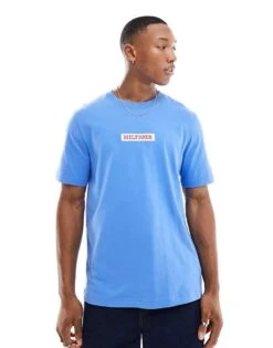 Tommy Hilfiger Monotype Box T-shirt In Blue For Men -Tommy Hilfiger Store 205837630 1 blue 1