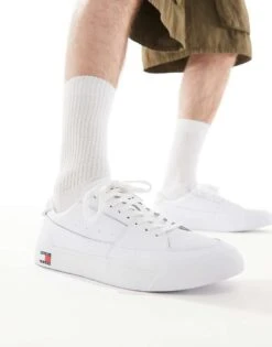 Tommy Jeans Vulcanized Essential Trainers In White For Men -Tommy Hilfiger Store 205848240 3