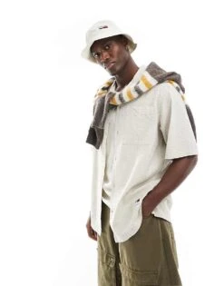 Tommy Jeans Relaxed Seersucked Camp Shirt In Off White For Men Newsprint -Tommy Hilfiger Store 205848348 1 newsprint 1