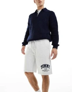 Tommy Jeans Athletic Jersey Basketball Shorts In Grey For Men Silver Grey -Tommy Hilfiger Store 205848647 4