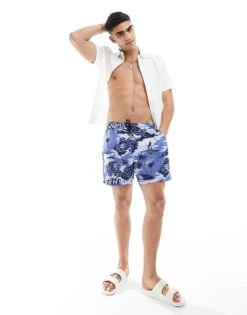 Tommy Jeans Hawaiian Beach Shorts In Blue For Men Hawaiian Aop