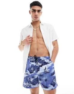 Tommy Jeans Hawaiian Beach Shorts In Blue For Men Hawaiian Aop -Tommy Hilfiger Store 205848698 5