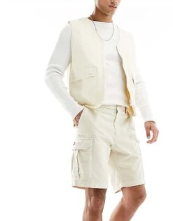 Tommy Jeans Ethan Cargo Shorts In Off White For Men Newsprint