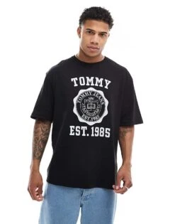 Tommy Jeans Oversized Crest Varsity Sports T-shirt In Black For Men -Tommy Hilfiger Store 205849458 2