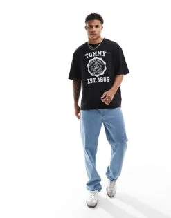 Tommy Jeans Oversized Crest Varsity Sports T-shirt In Black For Men -Tommy Hilfiger Store 205849458 3