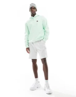 Tommy Jeans Regular Badge Logo Hoodie In Green For Men Opal Green -Tommy Hilfiger Store 205849641 3