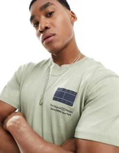 Tommy Jeans Regular Essential CB Flag T-shirt In Grey For Men Faded Willow -Tommy Hilfiger Store 205849654 4